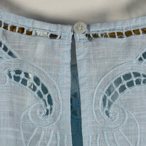 Anthropologie Eyelet Tank Top Size XL NWT Lace Trim Blouse Sky Blue - Picture 6 of 8